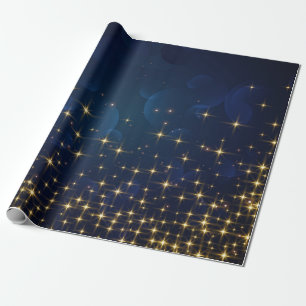 Papel De Presente Feriado de Natal Dourado Azul Sparkle