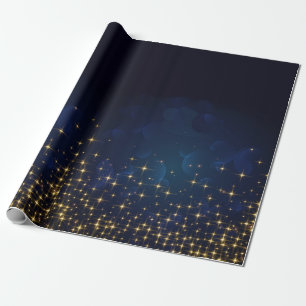 Papel De Presente Feriado de Natal Dourado Azul Sparkle