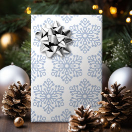 Papel De Presente Feriado de Natal em Flocos de Neve Azuis e Brancos