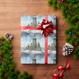 Papel De Presente Feriado de Natal em Praia Náutica do Farol de inve