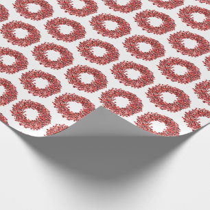 Papel De Presente Feriado de Natal em Watercolor Berries Wreath