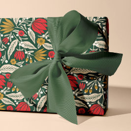 Papel De Presente Feriado de Natal Floral do Colorful Modern Folk