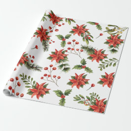 Papel De Presente Feriado de Natal Floral Poinsettia