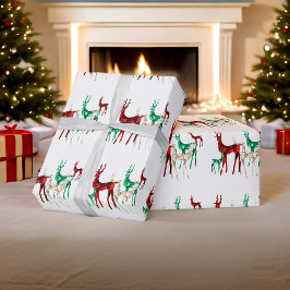 Papel De Presente Feriado de Natal Gemstone Crystal Reindeer