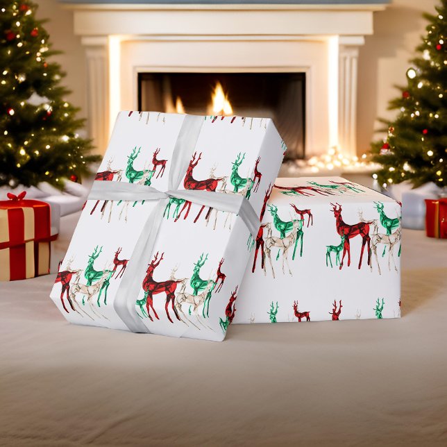 Papel De Presente Feriado de Natal Gemstone Crystal Reindeer (Criador carregado)