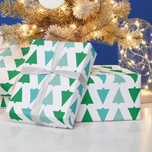 Papel De Presente Feriado de Natal Moderno em Aqua