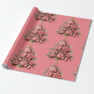 Papel De Presente Feriado de Natal Pink Árvore de Natal Feriado Molh
