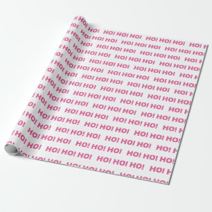 Papel De Presente Feriado de Natal Pink White Ho Ho Ho Ho