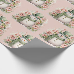 Papel De Presente Feriado de Natal Rosa-Rosa, Bonito Snowman