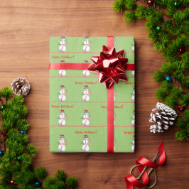 Papel De Presente Feriado de Natal Snowman