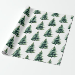 Papel De Presente Feriado de Natal Verde de Pine Minimalista