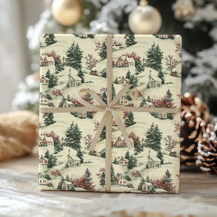 Papel De Presente Feriado de Natal Vitoriano de Vintage Toile