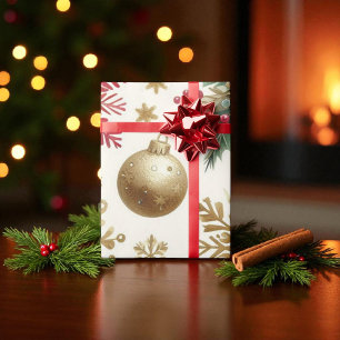 Papel De Presente Feriado de neve Dourado verde, luxo aquarela