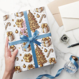 Papel De Presente Feriado de Ouro