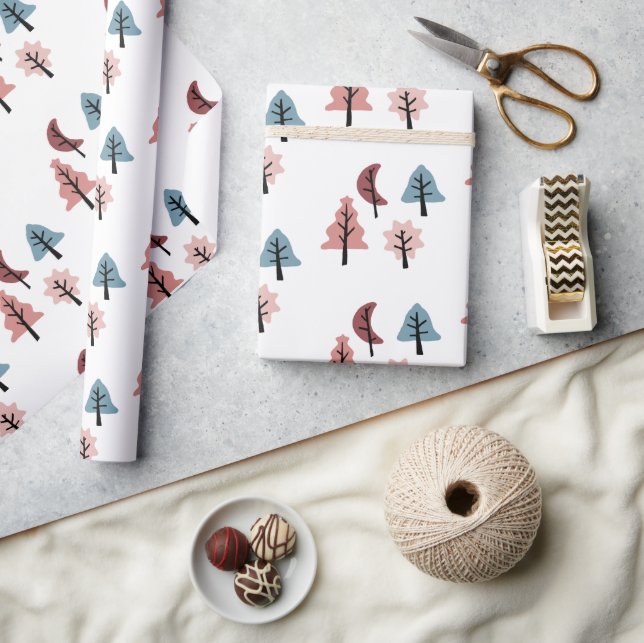 Papel De Presente Feriado de Padrão de Árvore de Natal de Pastel Sim (Artesanato)