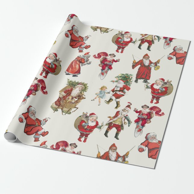 Papel De Presente feriado de papais noeis vitorianos antigos (Desenrolado)