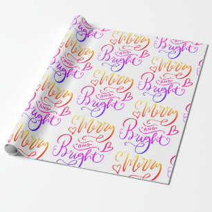Papel De Presente Feriado De Script Rainbow feliz E Brilhante