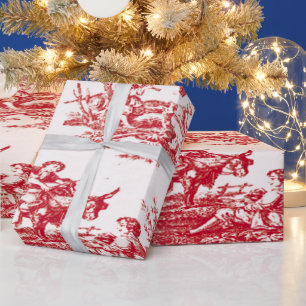 Papel De Presente Feriado de Toile Vermelho