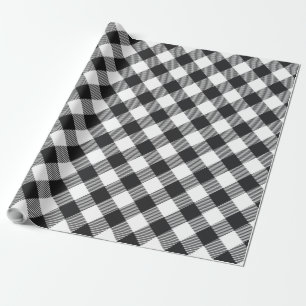 Papel De Presente Feriado de Verificação em Branco Negro da Xadrez