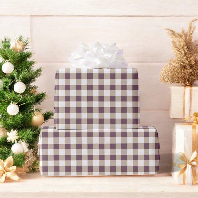 Papel De Presente Feriado de Xadrez de Plum Buffalo (Criador carregado)