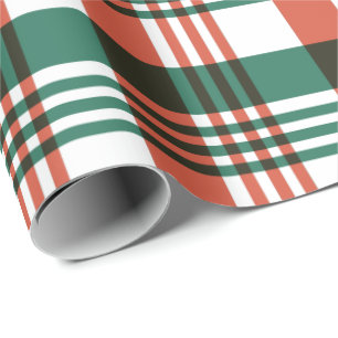 Papel De Presente Feriado de Xadrez Vermelha e Verde