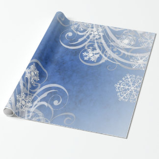 Papel De Presente Feriado do azul dos flocos de neve da dança