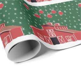 Papel De Presente Feriado do Red Barn na Fazenda Ocidental
