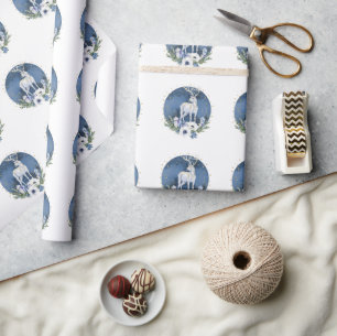 Papel De Presente Feriado do Solstício de inverno Velho Azul Natal