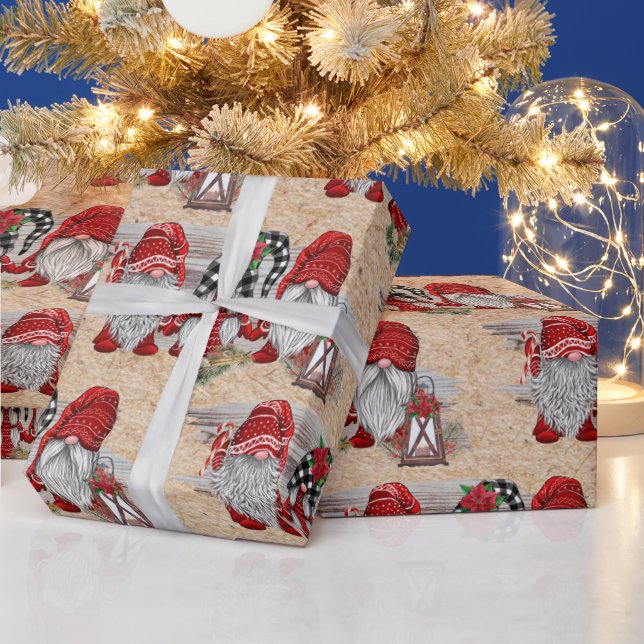 Papel De Presente Feriado dos Gnomos Cute Russos de Cama de Aquarela (Feriados)