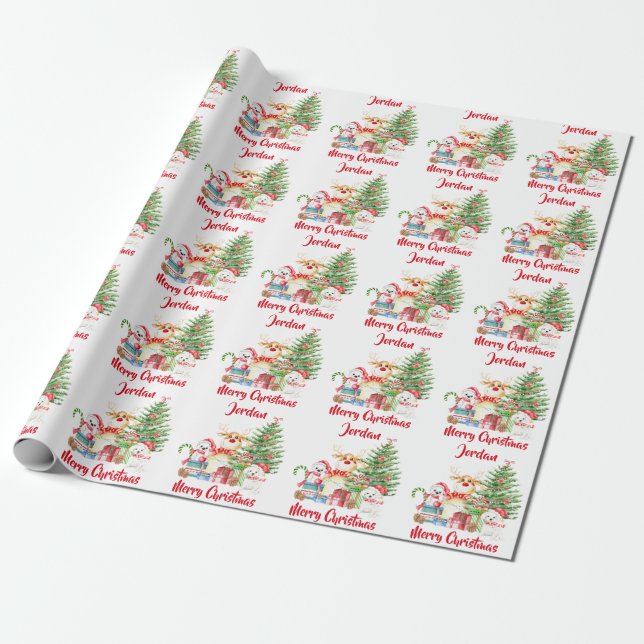 Papel De Presente Feriado dos Gnomos Felizes de Natal Personalizado (Desenrolado)