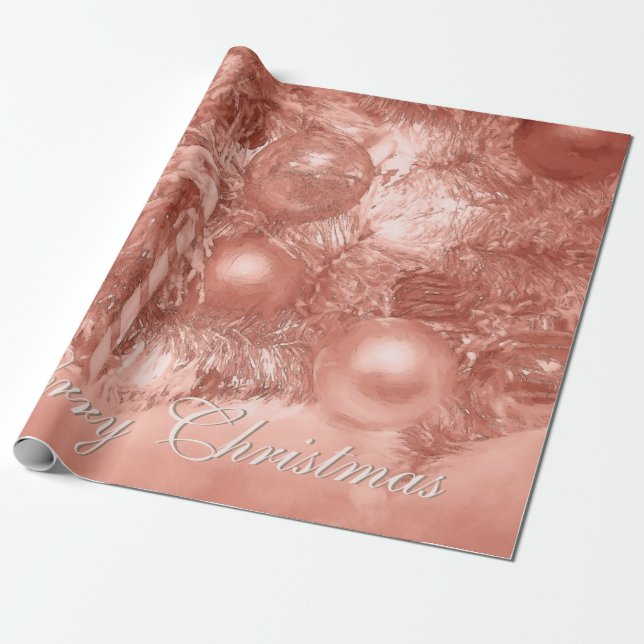 Papel De Presente Feriado Dourado da Rosa de Natal Merry (Desenrolado)