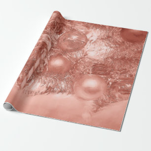 Papel De Presente Feriado Dourado do Rosa de Árvore de Natal do Orn