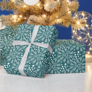 Papel De Presente Feriado elegante do Natal do verde da cerceta