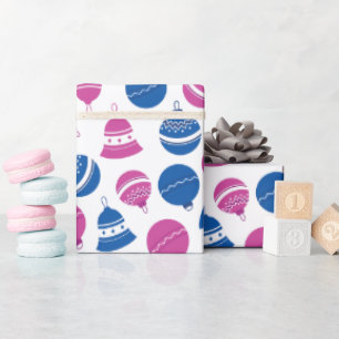 Papel De Presente Feriado em natais vintages, rosa e azuis