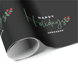 Papel De Presente Feriado Feliz Vermelho E Verde Preto Elegante