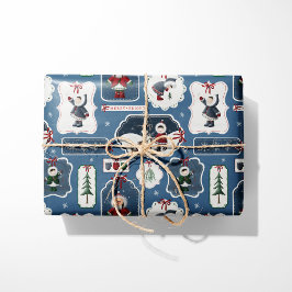 Papel De Presente Feriado Fesco - Etiquetas Eskimo Azul