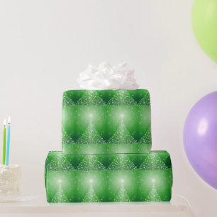 Papel De Presente Feriado Natal - Grande Estrela de Neve Verde