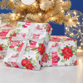 Papel De Presente Feriado Natal - Reprodução Vermelha de inverno Poi