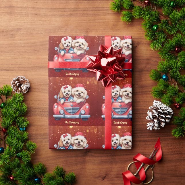 Papel De Presente Feriado Personalizado De Cão De Cockapoo Bonito (Presente de Natal)