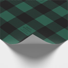 Papel De Presente Feriado Personalizado de Xadrez de Buffalo Verde