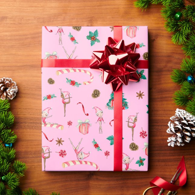 Papel De Presente Feriado Rosa de Papel de Moldagem de Natal da giná (Criador carregado)