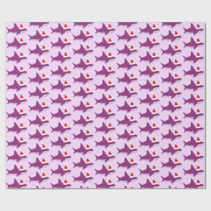 Papel De Presente Feriado roxo de Papai Noel de Natal