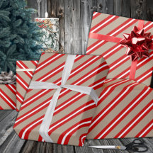 Feriado Rustic Kraft Red White Wide Stripe
