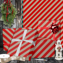 Feriado Rustic Kraft Red Wide Stripe