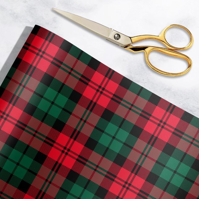 Papel De Presente Feriado Rustic Red and Green Tartan Xadrez (Criador carregado)
