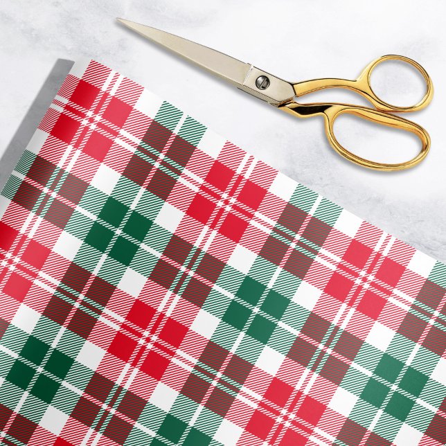 Papel De Presente Feriado Rustic Red and Green Tartan Xadrez (Criador carregado)