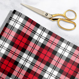 Papel De Presente Feriado Rustic Red Black and White Tartan Xadrez