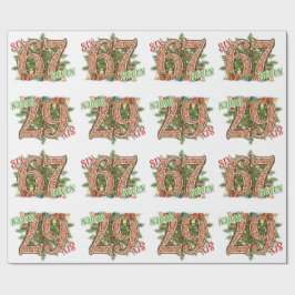 Papel De Presente Feriado Seis Sete, Verde & Vermelho