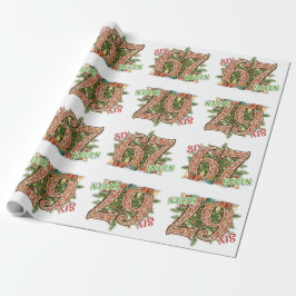 Papel De Presente Feriado Seis Sete, Verde & Vermelho