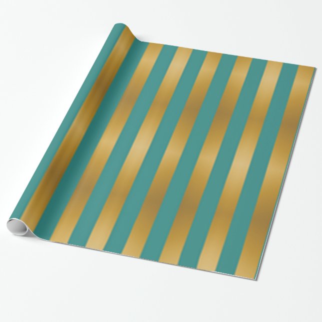 Papel De Presente Feriado Verde Dourado Elegante (Desenrolado)